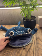 Crochet Frog Bag – Handmade Kawaii Frog Purse – Beaded Crossbody Bag – Czech Glass Beads