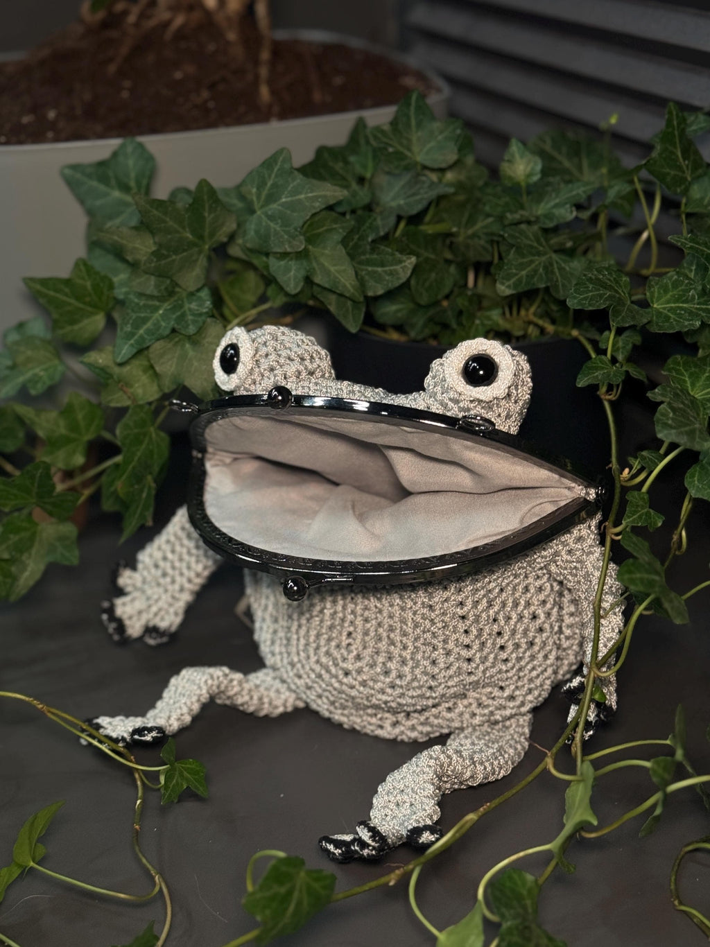 Ghost of Frog - Handmade Crochet Frog Bag, Toad Purse, Unique Amphibian Aesthetic Accessory