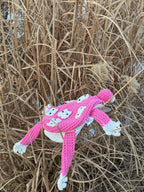 Pink Frog Bag with Cat Patches – Cute Crochet Frog Purse, Wallet or Cosmetic Bag