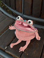 Pink Crochet Frog Bag with Gummy Bears – Handmade Shoulder & Crossbody Bag