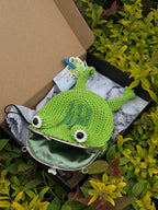 Green Minimalist Frog Bag – Simple Crochet Frog Purse, Handmade Frog Crossbody Bag