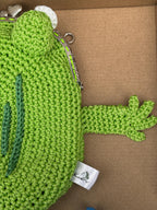 Green Minimalist Frog Bag – Simple Crochet Frog Purse, Handmade Frog Crossbody Bag