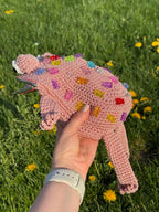 Pink Crochet Frog Bag with Gummy Bears – Handmade Shoulder & Crossbody Bag