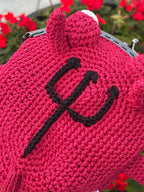Crochet Frog Bag – Handmade Devil Purse with Horns, Kawaii Goth Frogcore Gift