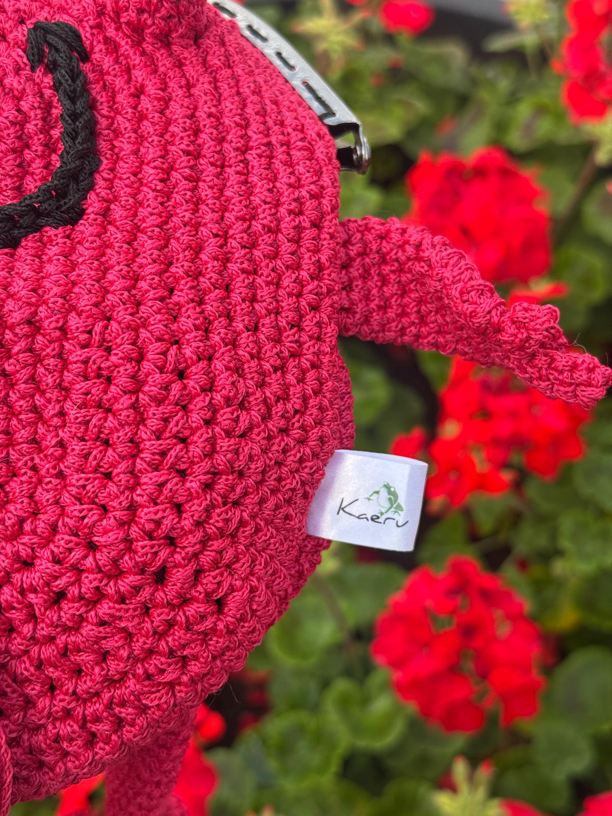 Crochet Frog Bag – Handmade Devil Purse with Horns, Kawaii Goth Frogcore Gift
