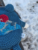 Crochet Frog Bag with Beaded Embroidery Handmade Purse Inspired by The Great Wave