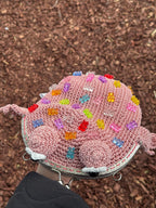 Pink Crochet Frog Bag with Gummy Bears – Handmade Shoulder & Crossbody Bag