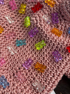 Pink Crochet Frog Bag with Gummy Bears – Handmade Shoulder & Crossbody Bag