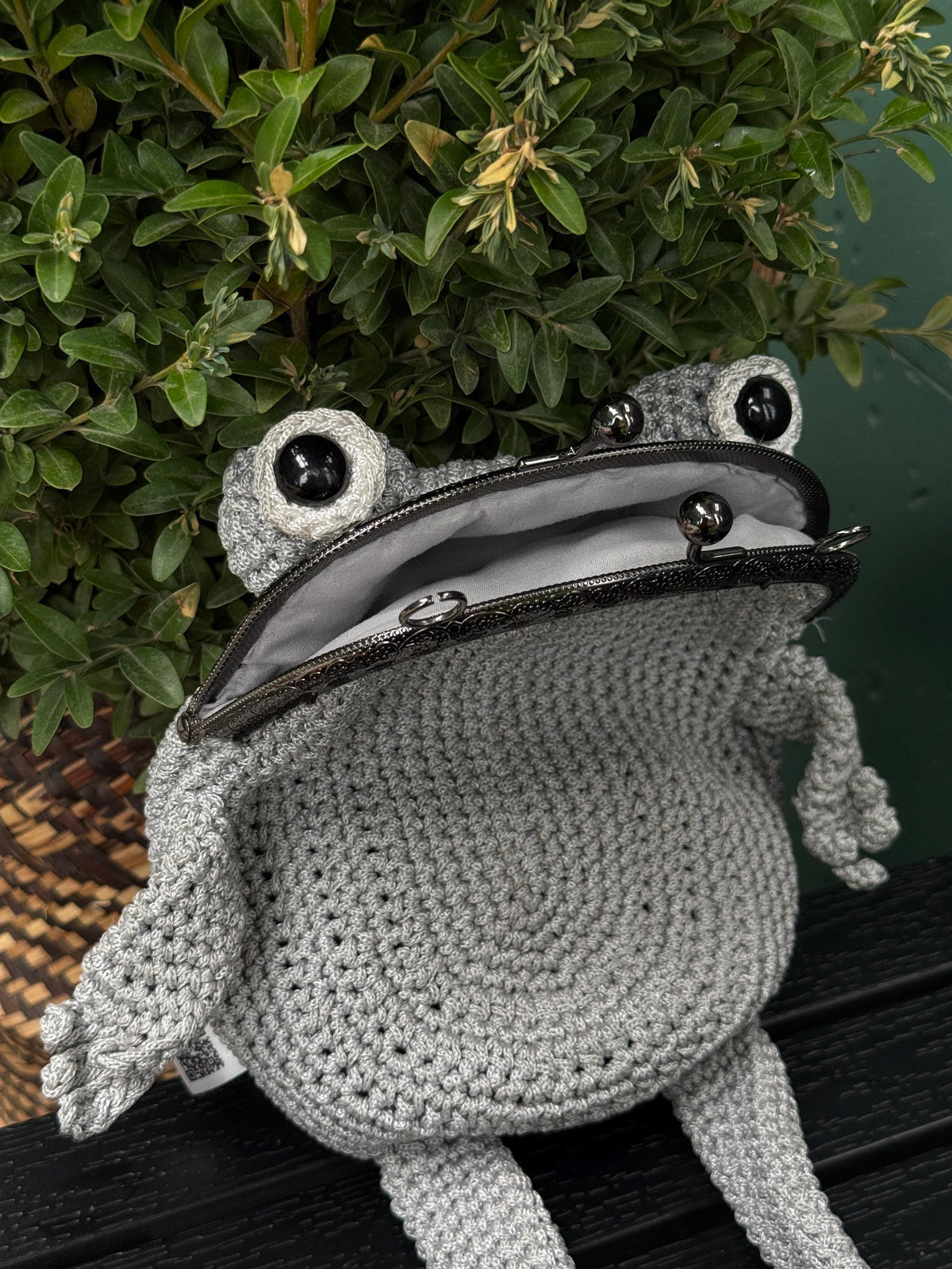 Ghost of Frog - Handmade Crochet Frog Bag, Toad Purse, Unique Amphibian Aesthetic Accessory