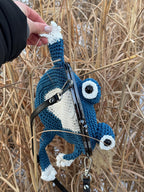 Crochet Frog Bag with Beaded Embroidery Handmade Purse Inspired by The Great Wave
