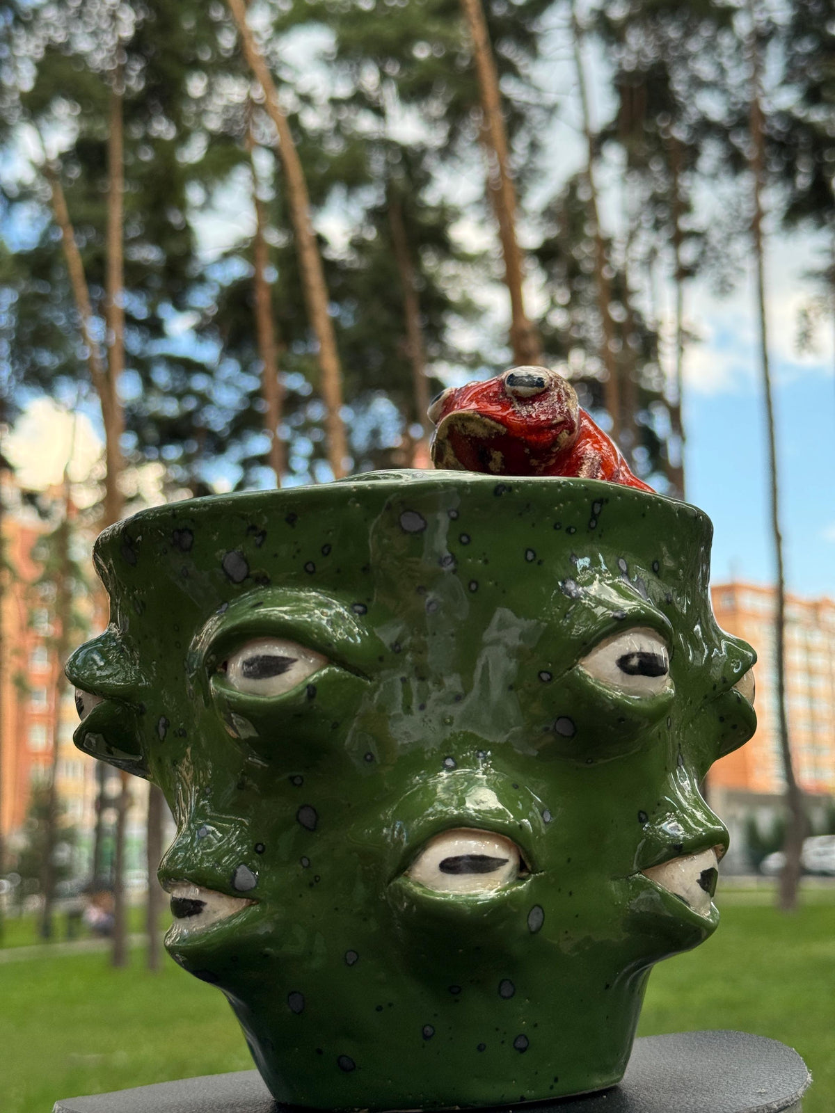 Ceramic Frog Vase – Handmade Frog Pottery, Fantasy Home Decor, Unique Frog Gift