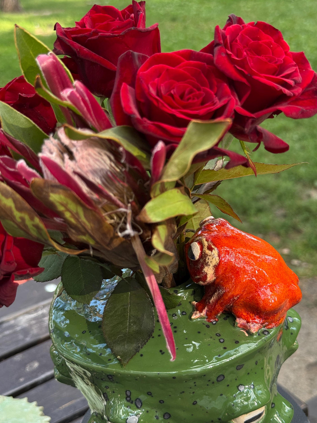 Ceramic Frog Vase – Handmade Frog Pottery, Fantasy Home Decor, Unique Frog Gift