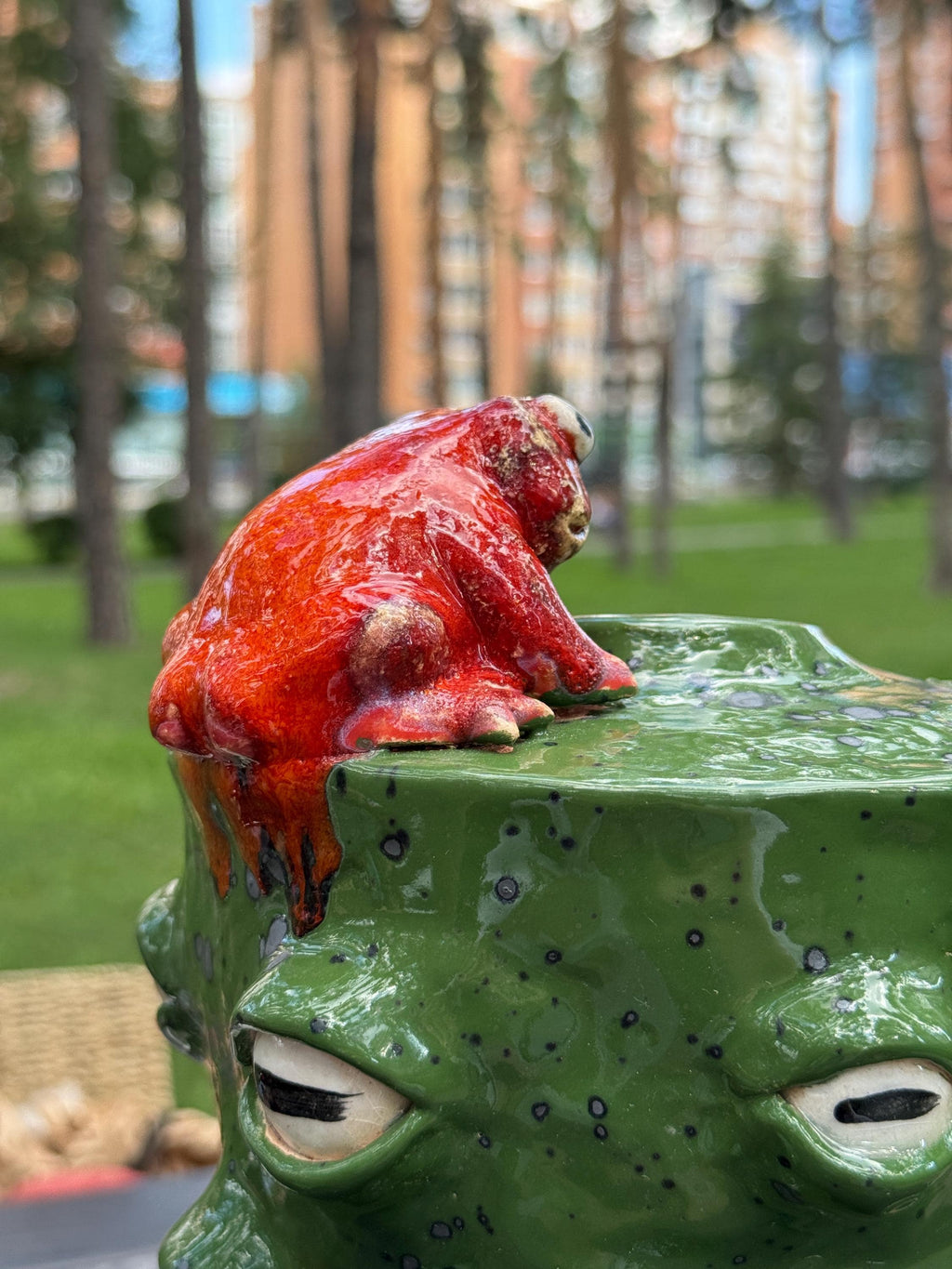Ceramic Frog Vase – Handmade Frog Pottery, Fantasy Home Decor, Unique Frog Gift