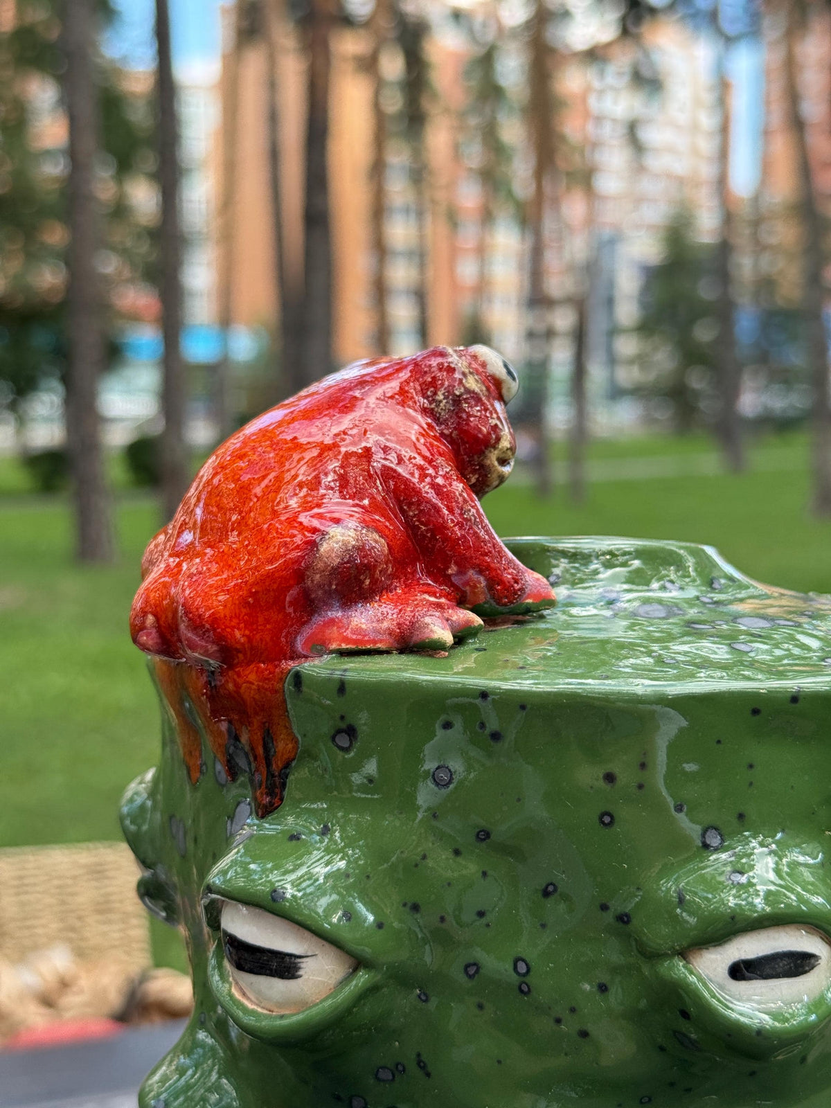 Ceramic Frog Vase – Handmade Frog Pottery, Fantasy Home Decor, Unique Frog Gift