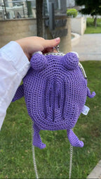 Purple Minimalist Frog Bag -Handmade Crochet with Charm