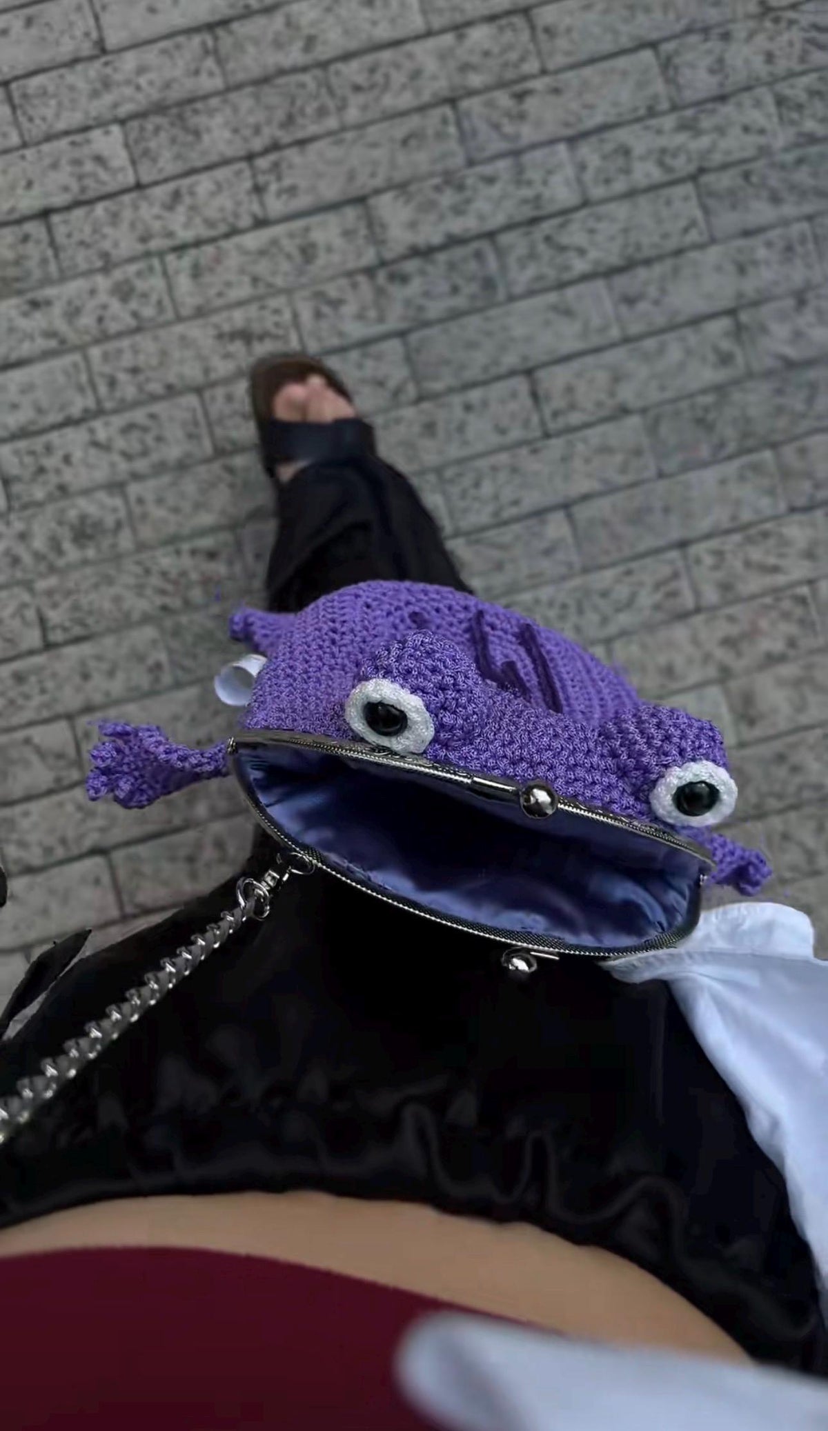 Purple Minimalist Frog Bag -Handmade Crochet with Charm