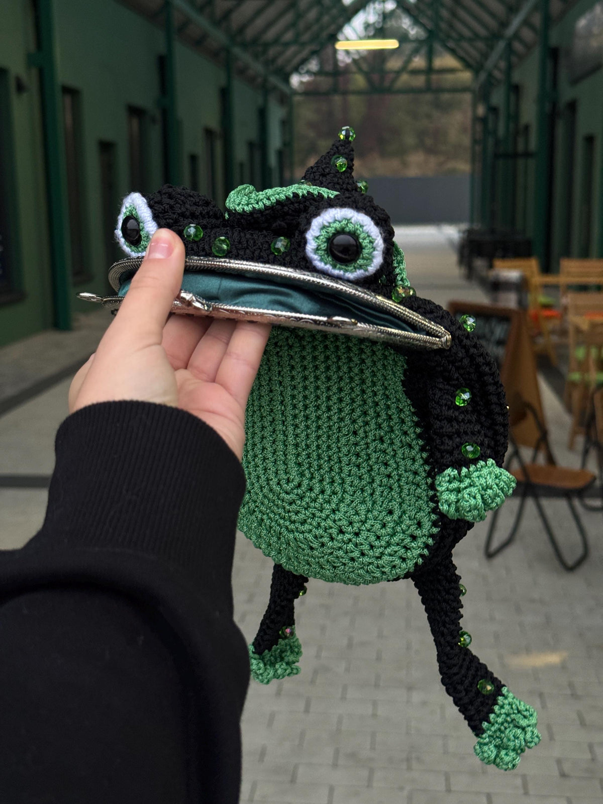 Green Сrochet Witch Frog Purse