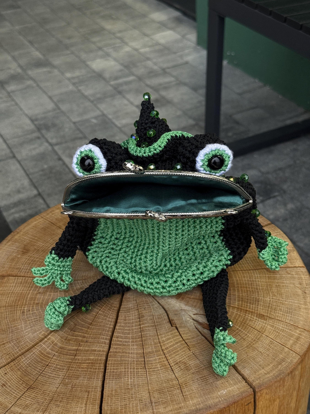 Green Сrochet Witch Frog Purse
