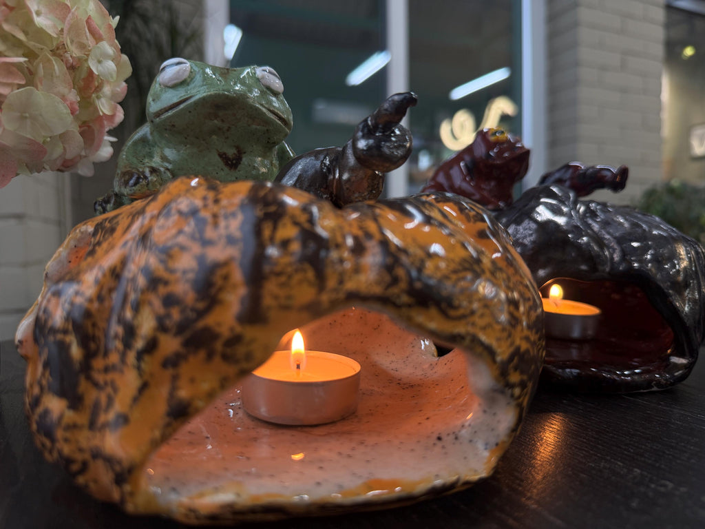 Ceramic Frog Candle Holder, Frog Lantern, Tea Light Holder, Handmade Frog Sculpture, Unique Frog Decor