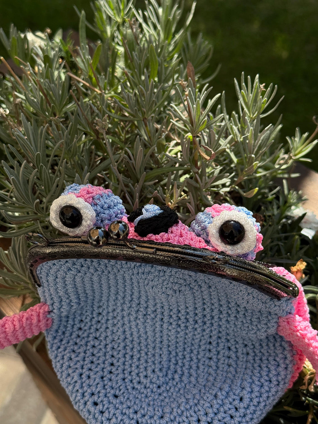 Pink Crochet Frog Bag – Handmade Leopard Frog Purse, Kawaii Frog Handbag, Cute frog Gift