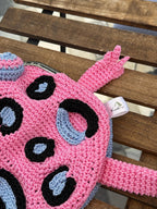 Pink Crochet Frog Bag – Handmade Leopard Frog Purse, Kawaii Frog Handbag, Cute frog Gift