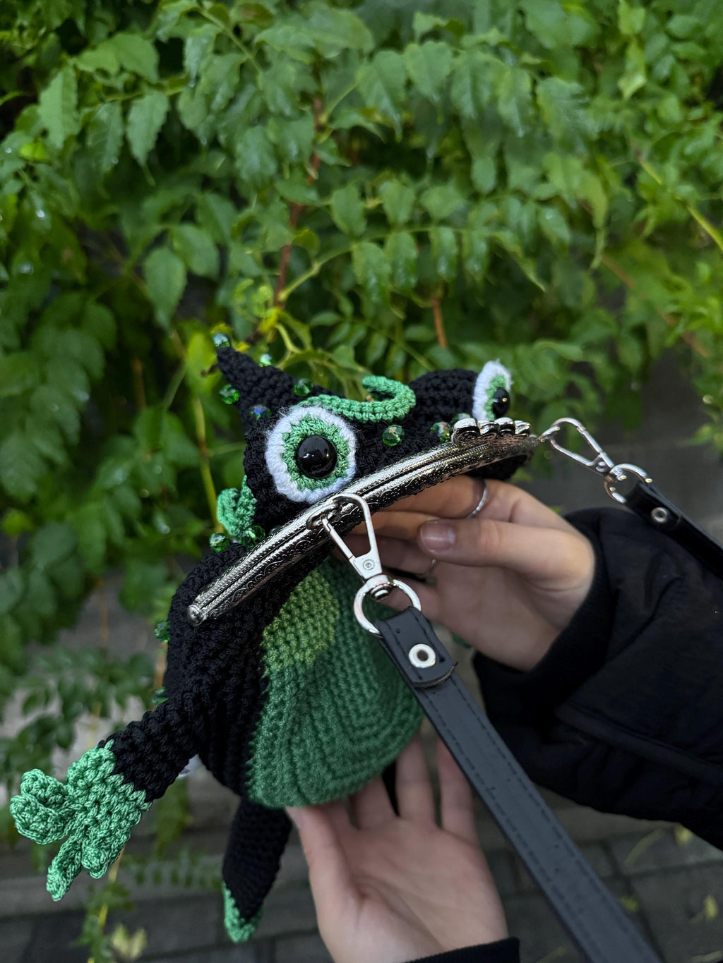 Green Сrochet Witch Frog Purse