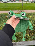 Realistic Green Crochet Frog Bag - Handmade Nature-Inspired Design