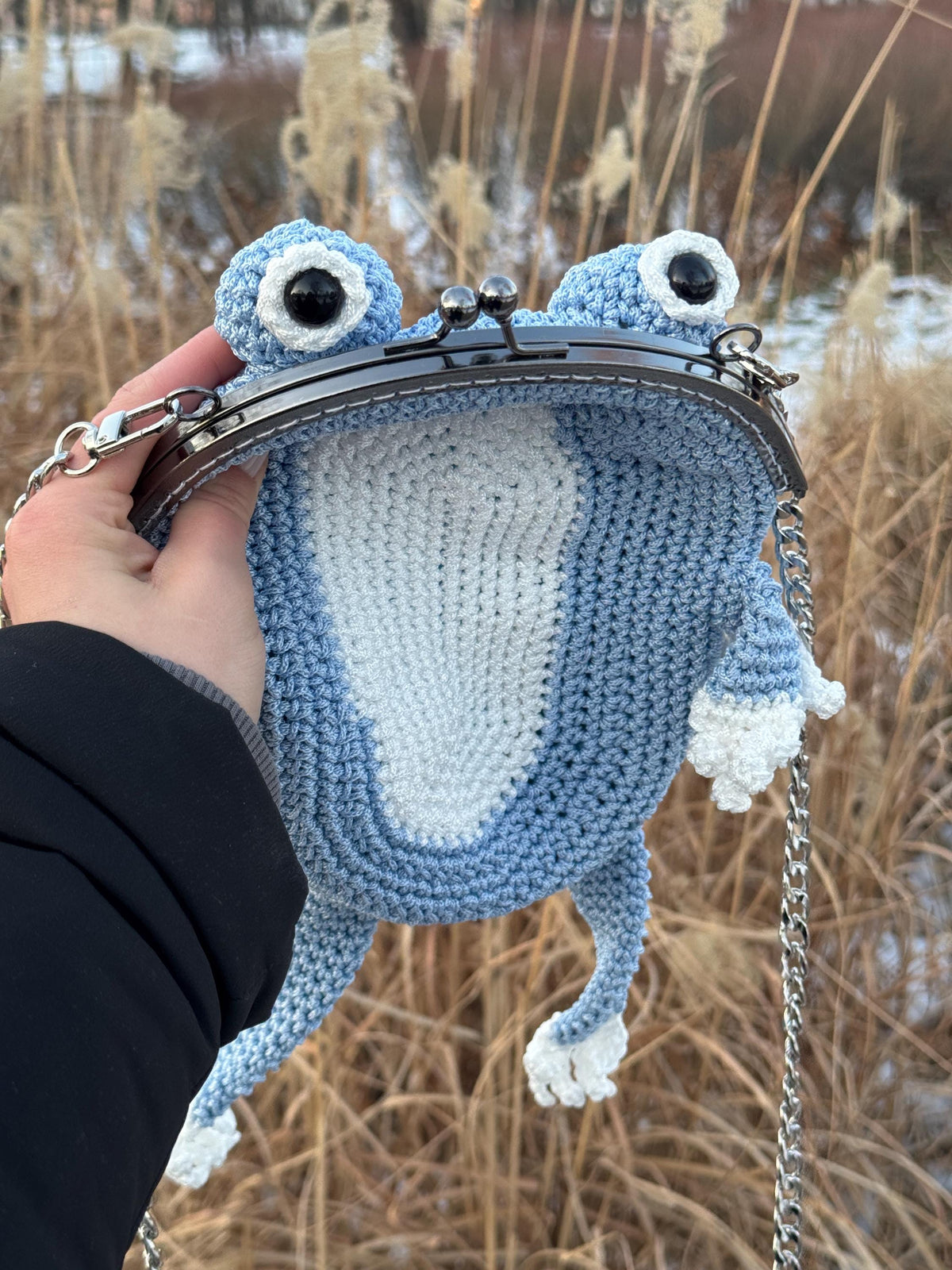 Frog Purse with Wings, Fairycore Frog Bag, Crochet Crossbody Purse, Kawaii Cottagecore Gift, Handmade Frog Bag
