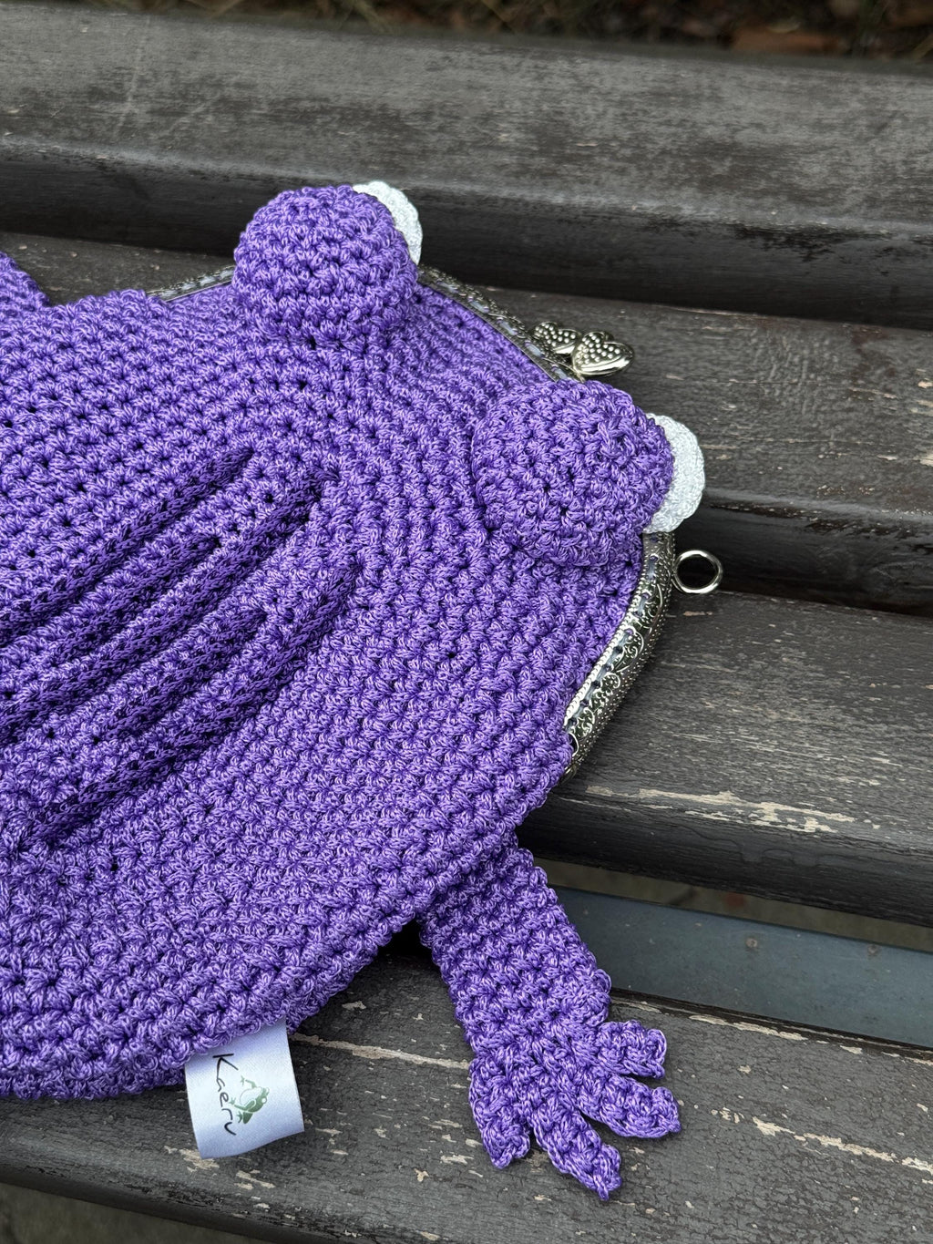 Purple Minimalist Frog Bag -Handmade Crochet with Charm