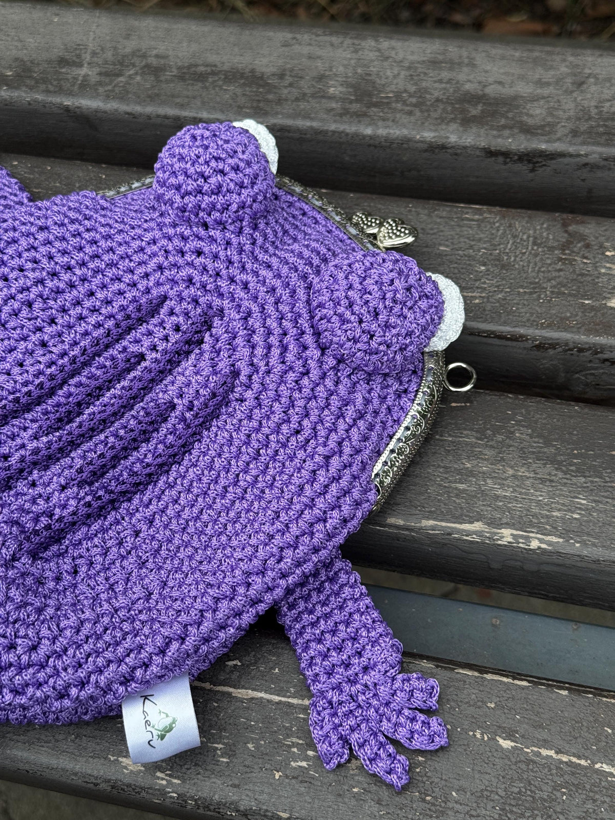 Purple Minimalist Frog Bag -Handmade Crochet with Charm