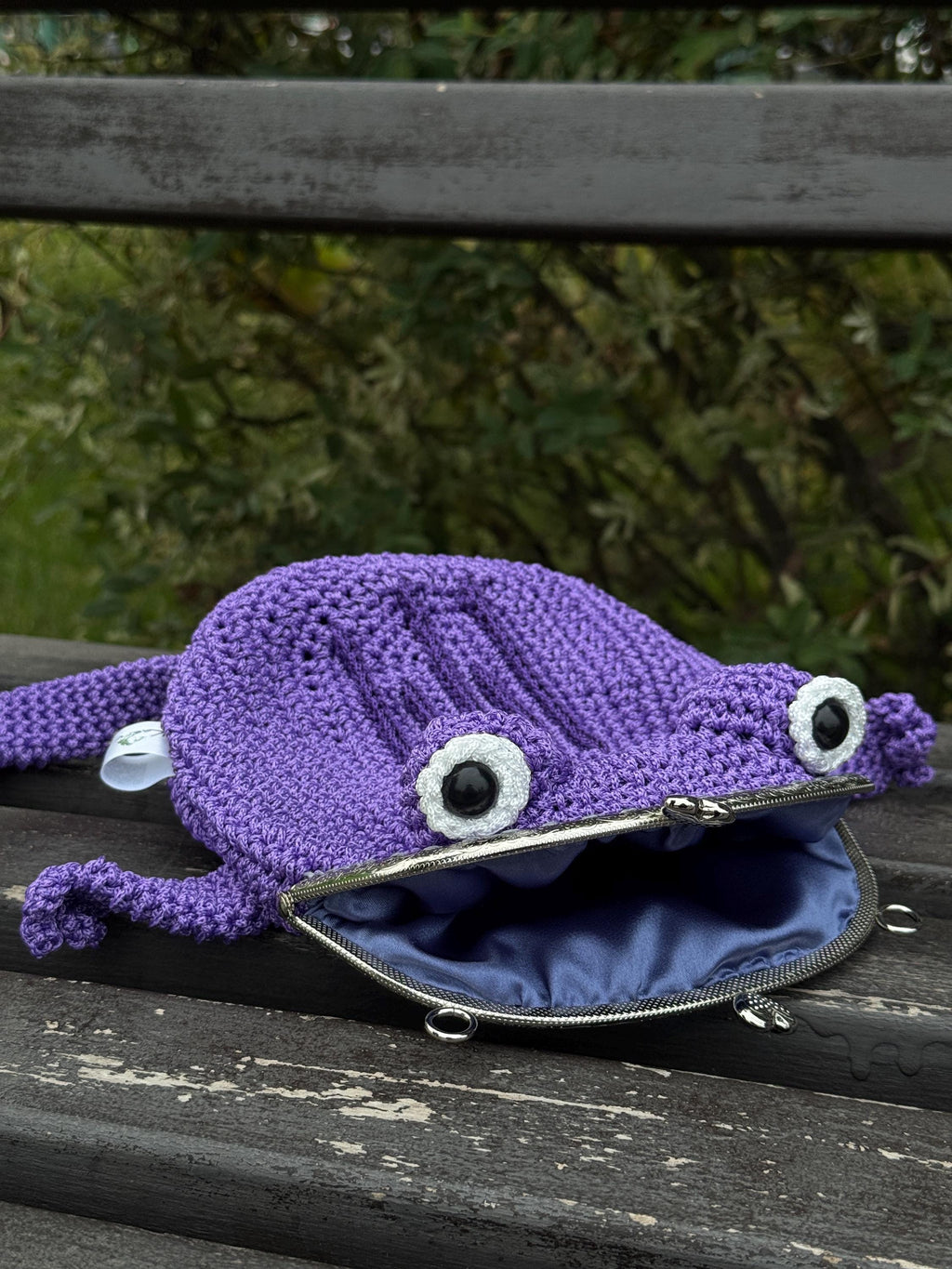 Purple Minimalist Frog Bag -Handmade Crochet with Charm