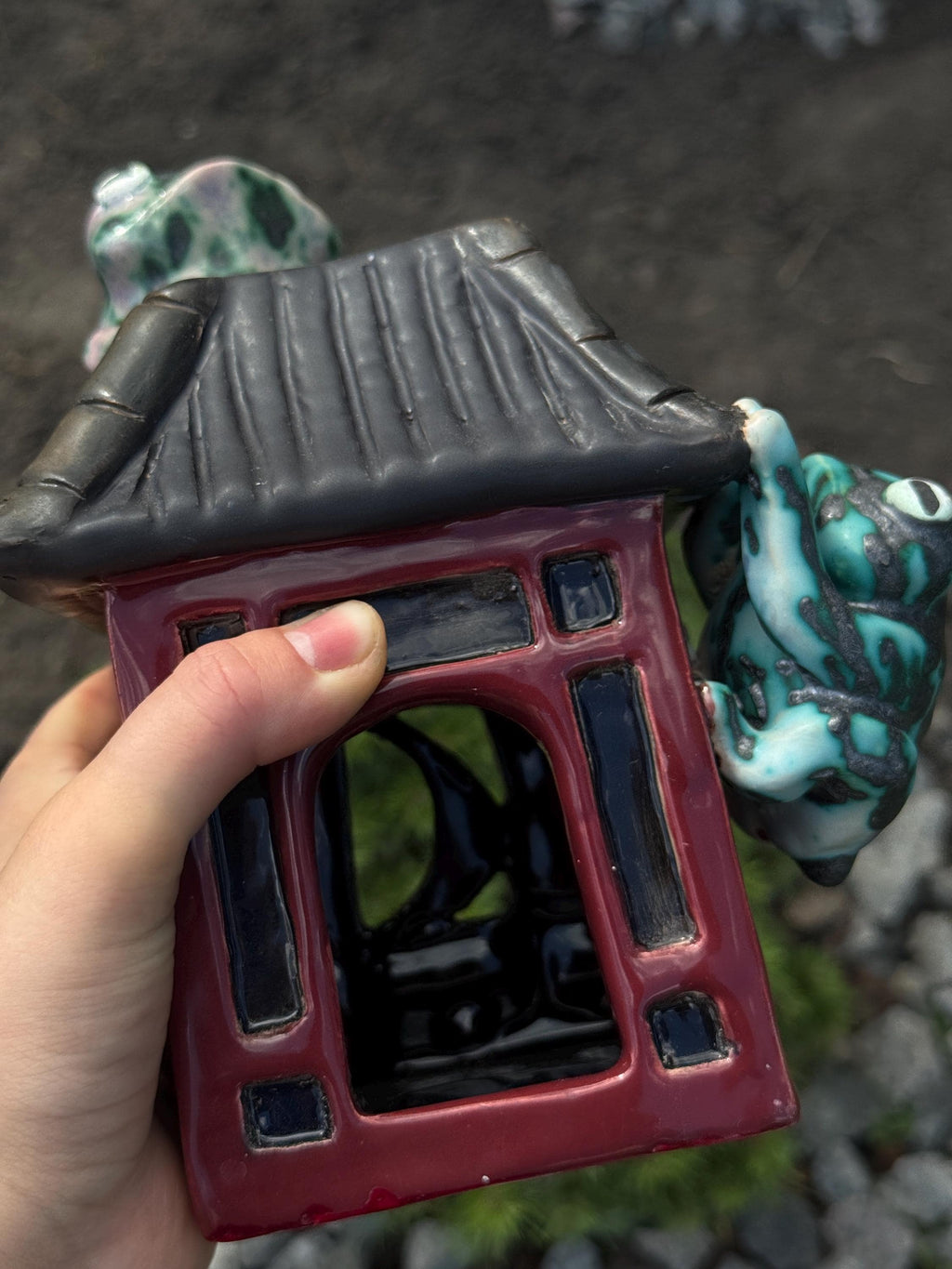 Ceramic Frog Oil Burner, Frog House Lamp, Aromatherapy Decor, Handmade Ceramic Frog House, Cottagecore Gift, Frog Lover Gift