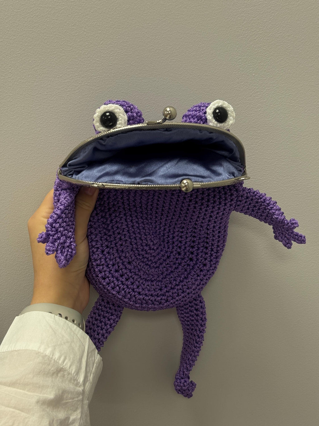 Purple Minimalist Frog Bag -Handmade Crochet with Charm