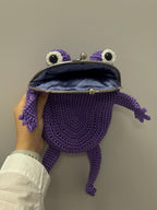 Purple Minimalist Frog Bag -Handmade Crochet with Charm