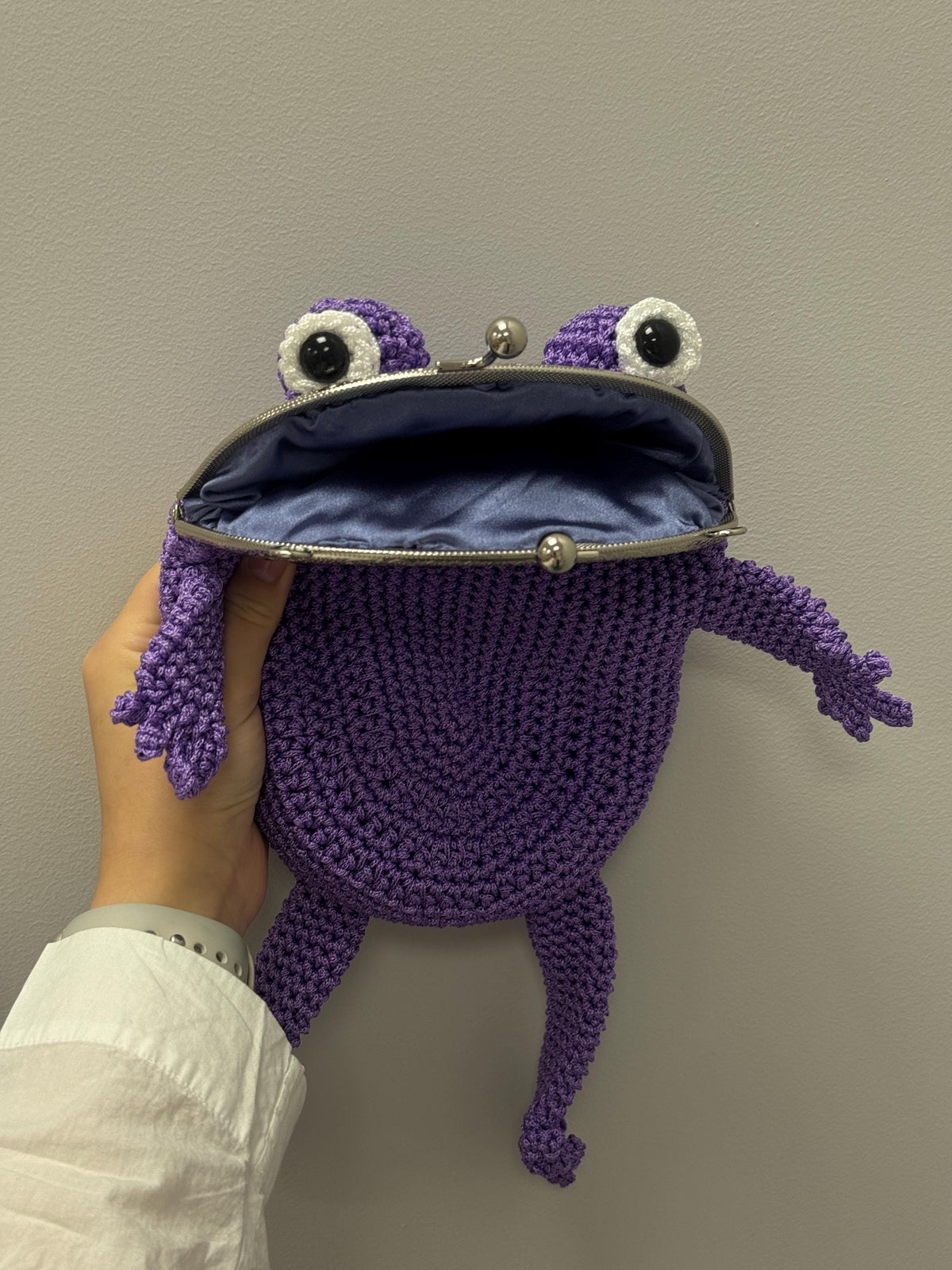 Purple Minimalist Frog Bag -Handmade Crochet with Charm
