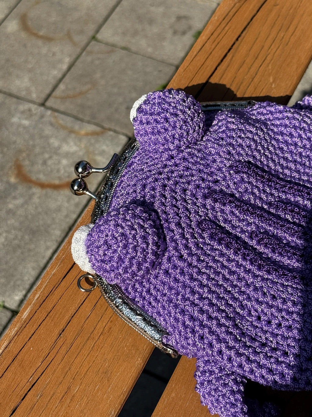 Purple Minimalist Frog Bag -Handmade Crochet with Charm