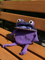 Purple Minimalist Frog Bag -Handmade Crochet with Charm