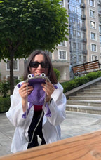 Purple Minimalist Frog Bag -Handmade Crochet with Charm
