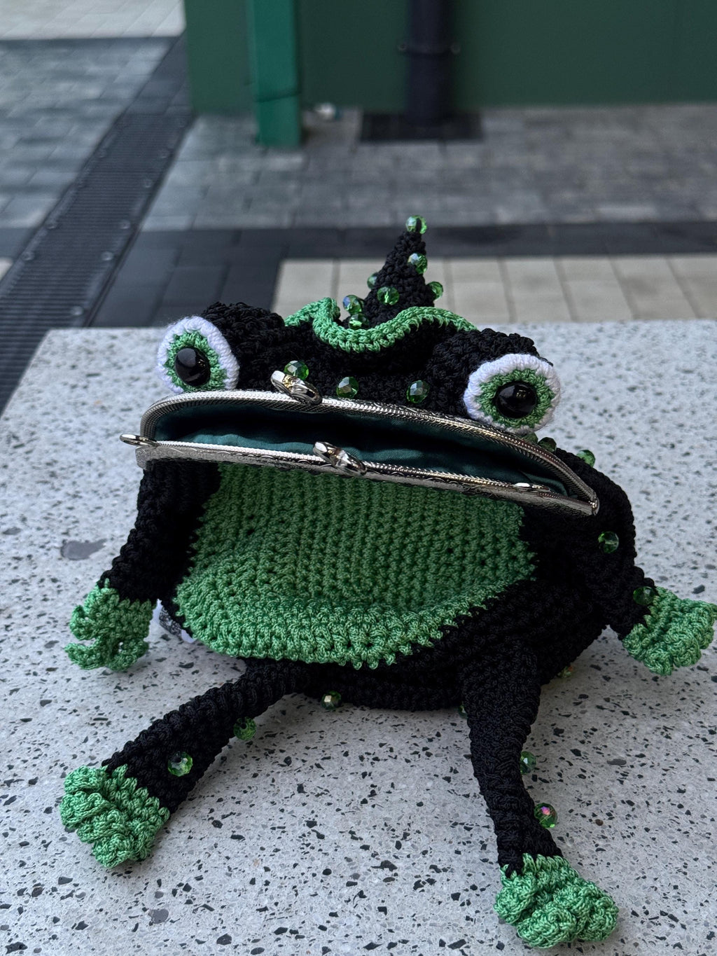 Green Сrochet Witch Frog Purse