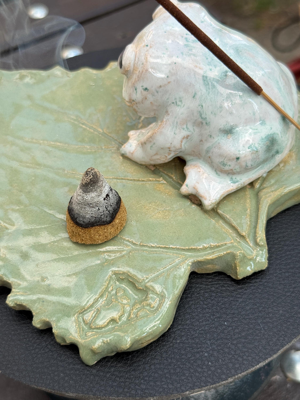 Ceramic Frog Incense Holder, Handmade Frog Decor, Palo Santo Holder, Frog Sculpture, Cottagecore Gift for Frog Lovers