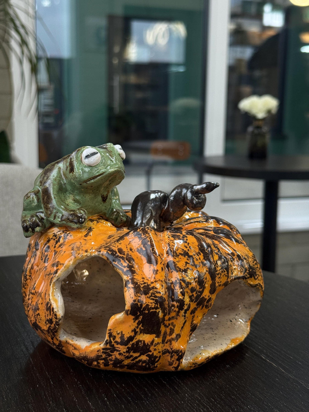 Ceramic Frog Candle Holder, Frog Lantern, Tea Light Holder, Handmade Frog Sculpture, Unique Frog Decor