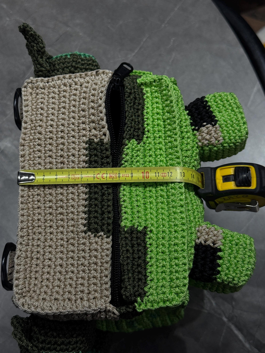 Square Crochet Frog Backpack – Handmade Frog Bag with Zipper & Satin Lining
