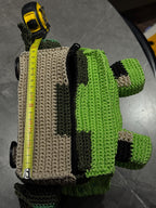 Square Crochet Frog Backpack – Handmade Frog Bag with Zipper & Satin Lining