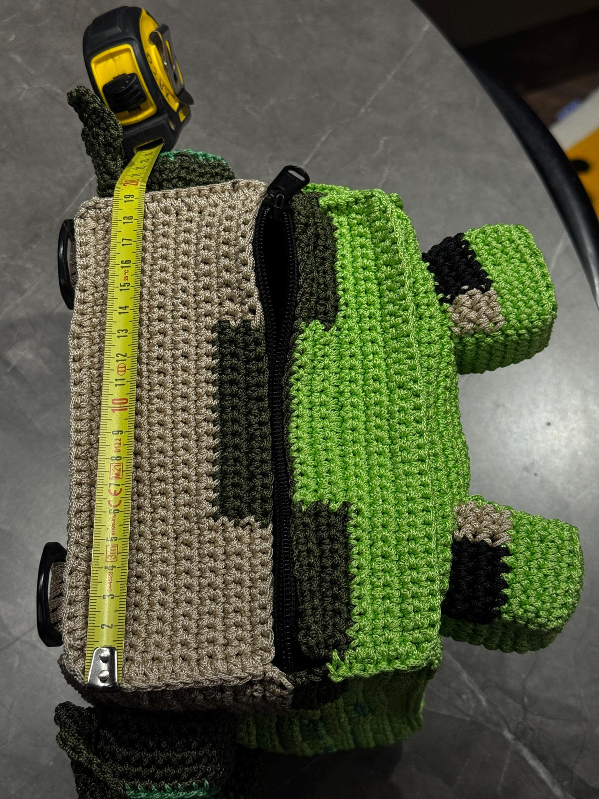 Square Crochet Frog Backpack – Handmade Frog Bag with Zipper & Satin Lining