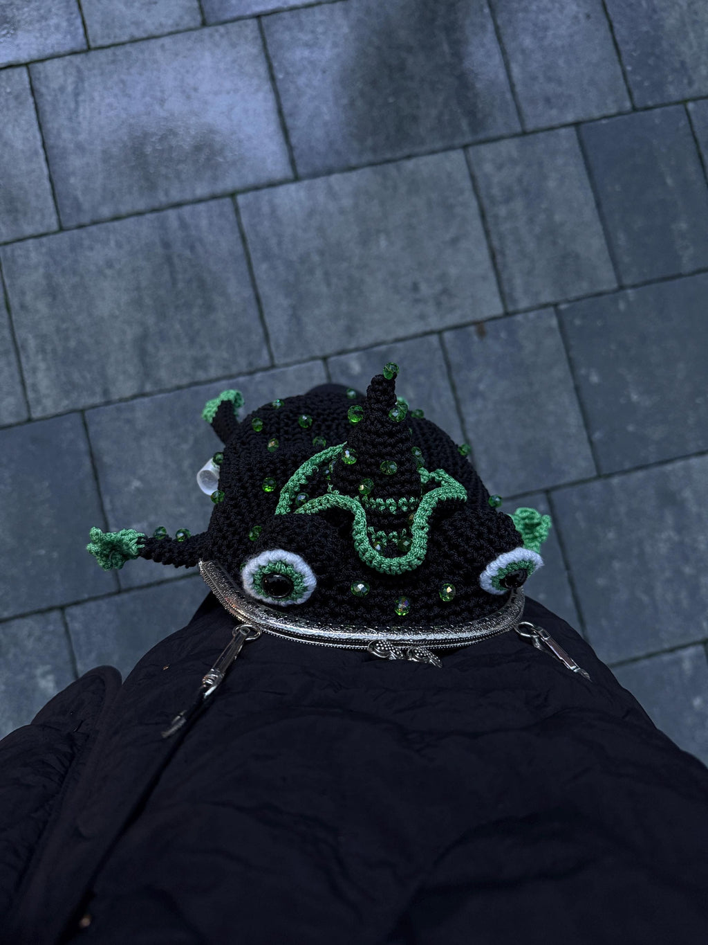 Green Сrochet Witch Frog Purse