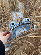 Frog Purse with Wings, Fairycore Frog Bag, Crochet Crossbody Purse, Kawaii Cottagecore Gift, Handmade Frog Bag