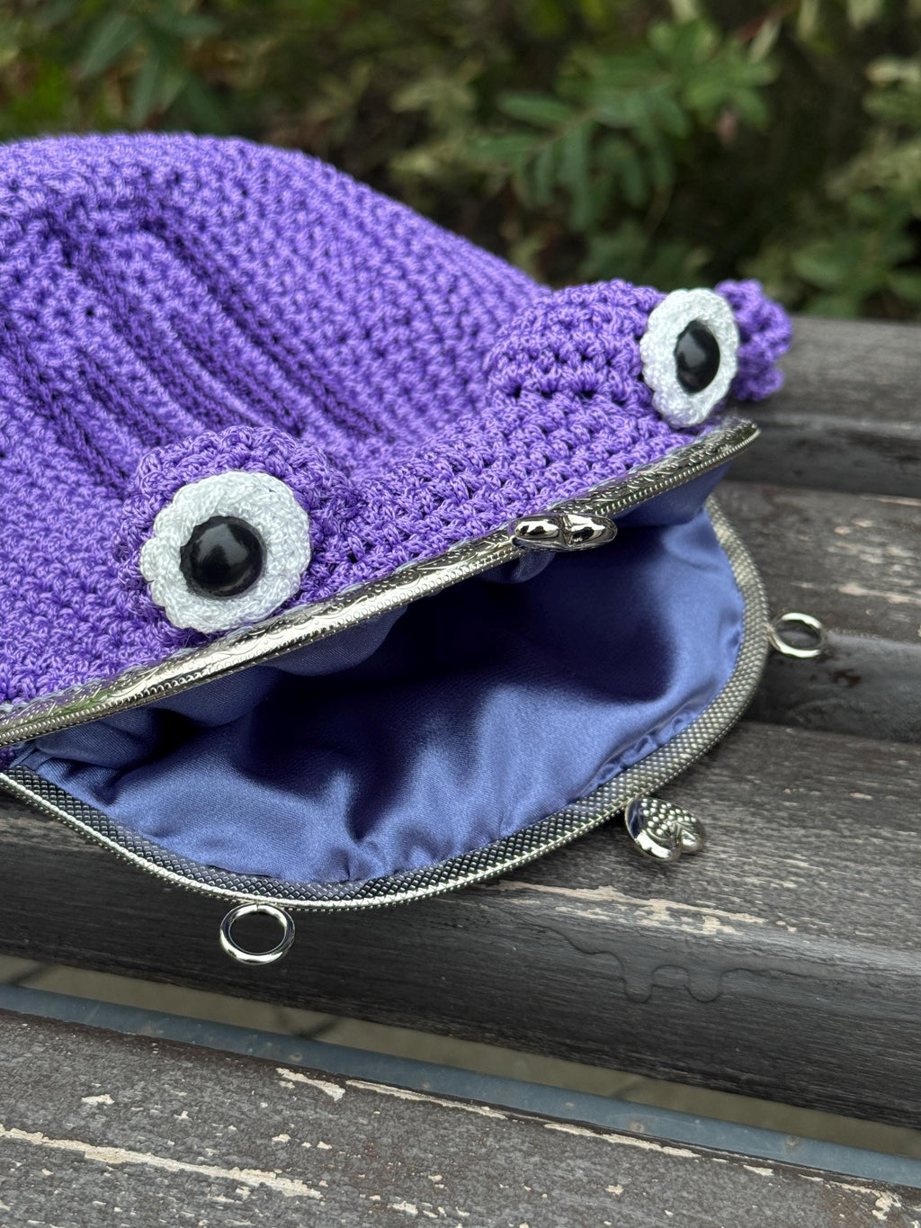 Purple Minimalist Frog Bag -Handmade Crochet with Charm