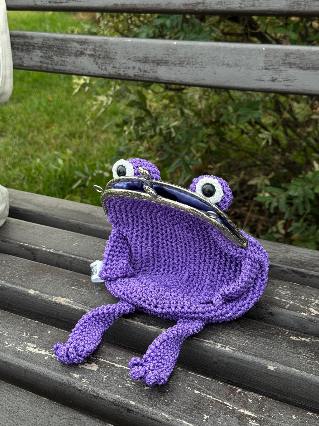 Purple Minimalist Frog Bag -Handmade Crochet with Charm