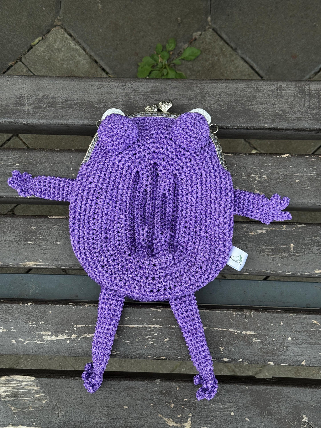 Purple Minimalist Frog Bag -Handmade Crochet with Charm