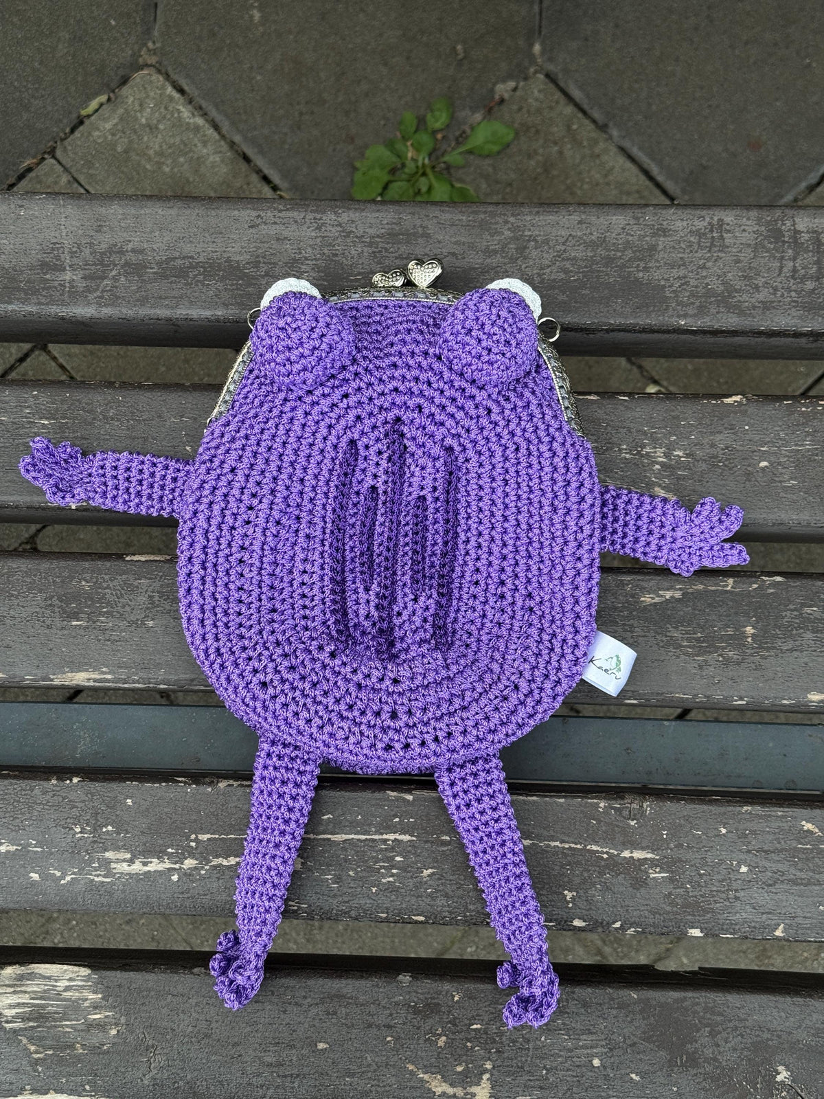 Purple Minimalist Frog Bag -Handmade Crochet with Charm